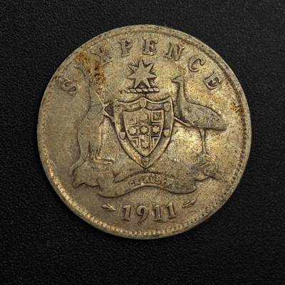 【淘币小摊】实时拍第八百八十一拍   小银币散币场    每周一统一发货 - 澳大利亚1911年乔治五世6便士银币