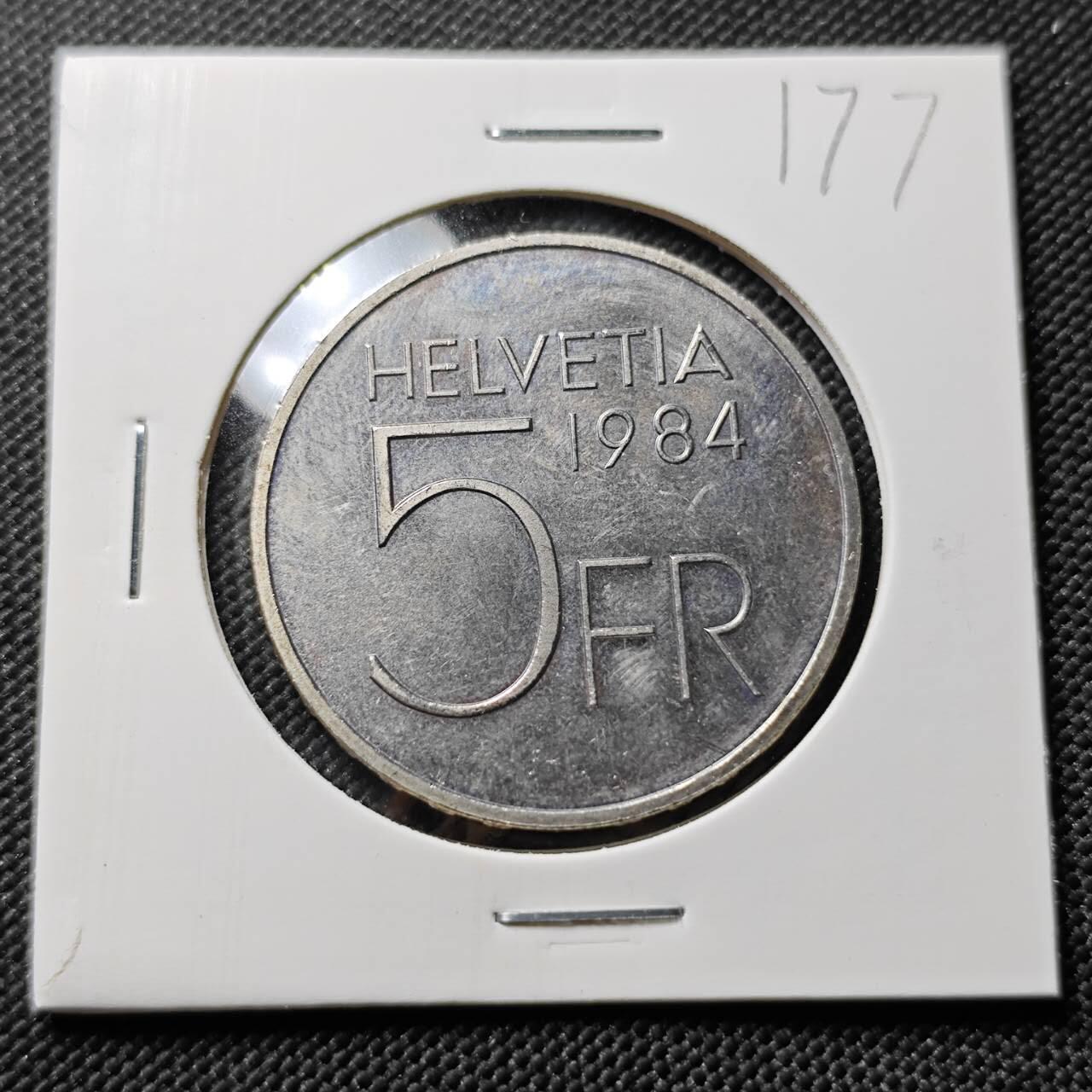 KK钱币收藏小铺   套币专场 2月预留时间 周末发货  1984瑞士5法郎纪念币 少见主题