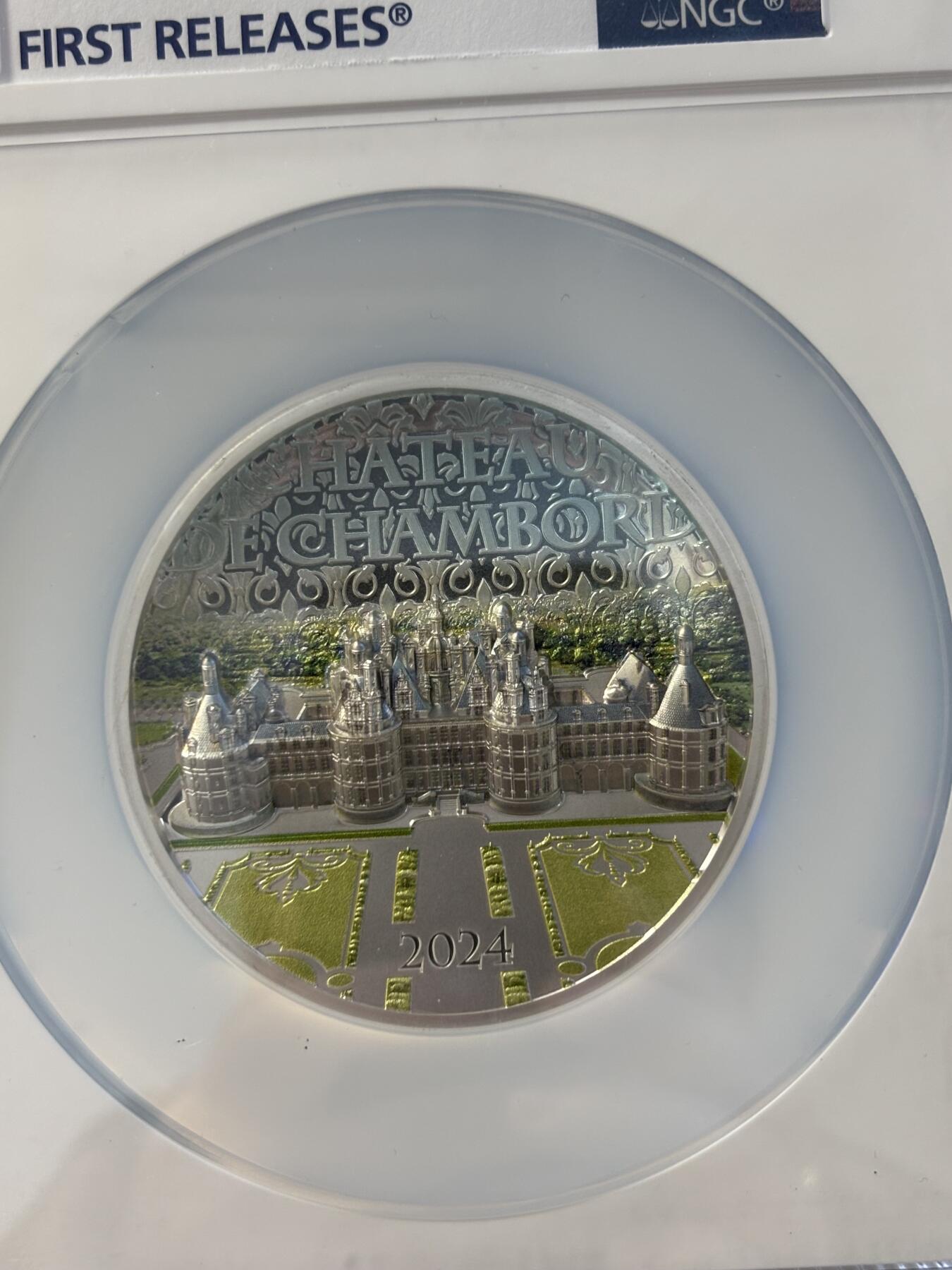 第195期拍卖 库克2024年法国香宾城堡5盎司彩银币NGC-PF70首期，9999银，发行500枚