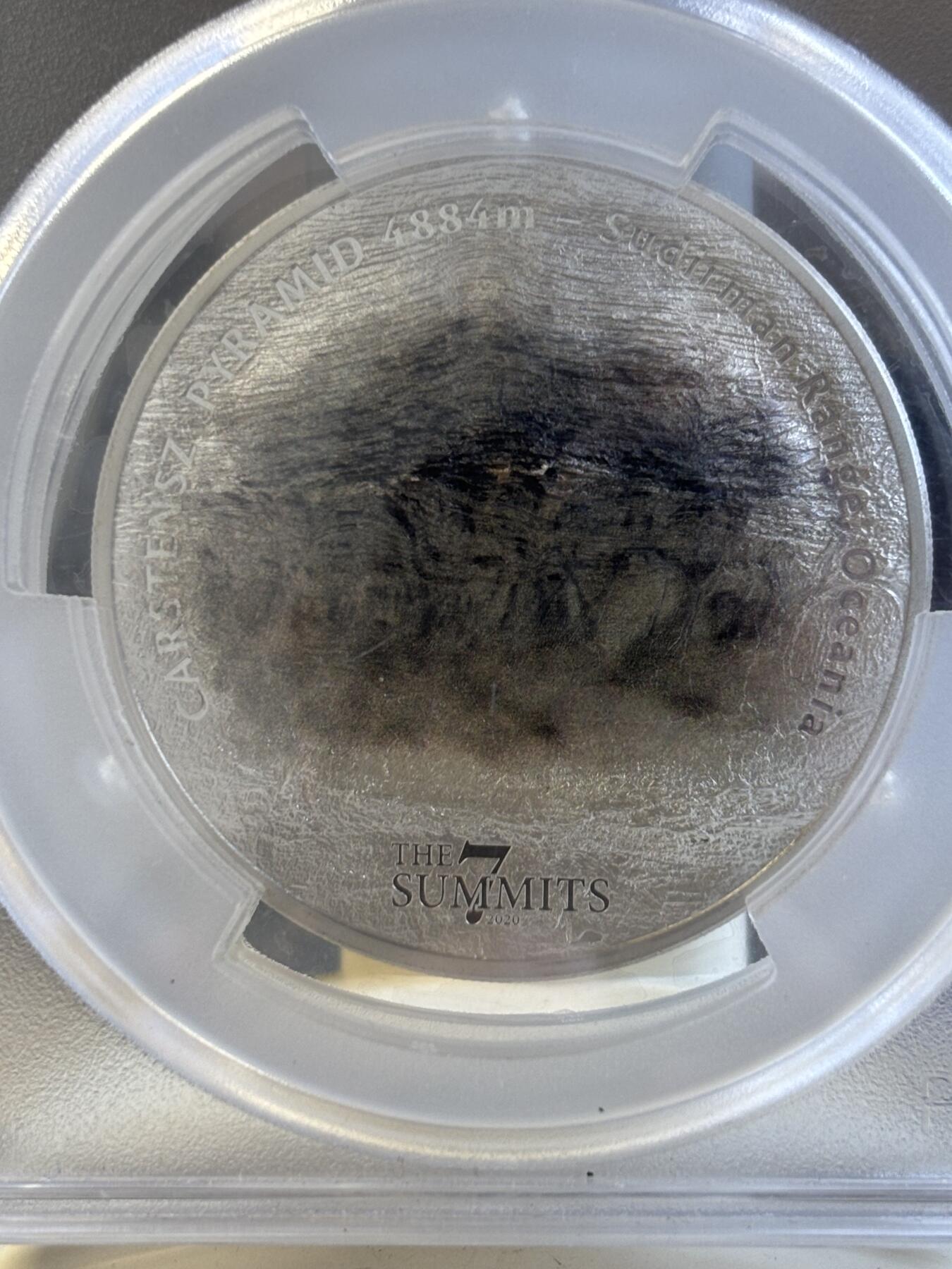 第195期拍卖 库克2020年七大山峰系列查亚峰5盎司彩银币PCGS-MS70，999银，发行777枚