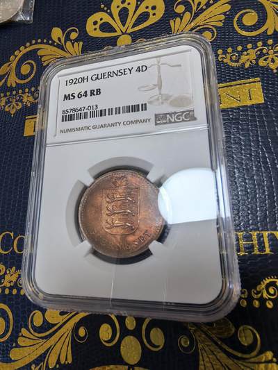 长老汇马年精选第十二场拍卖 - 1920根西4道布铜币，NGC MS64RB