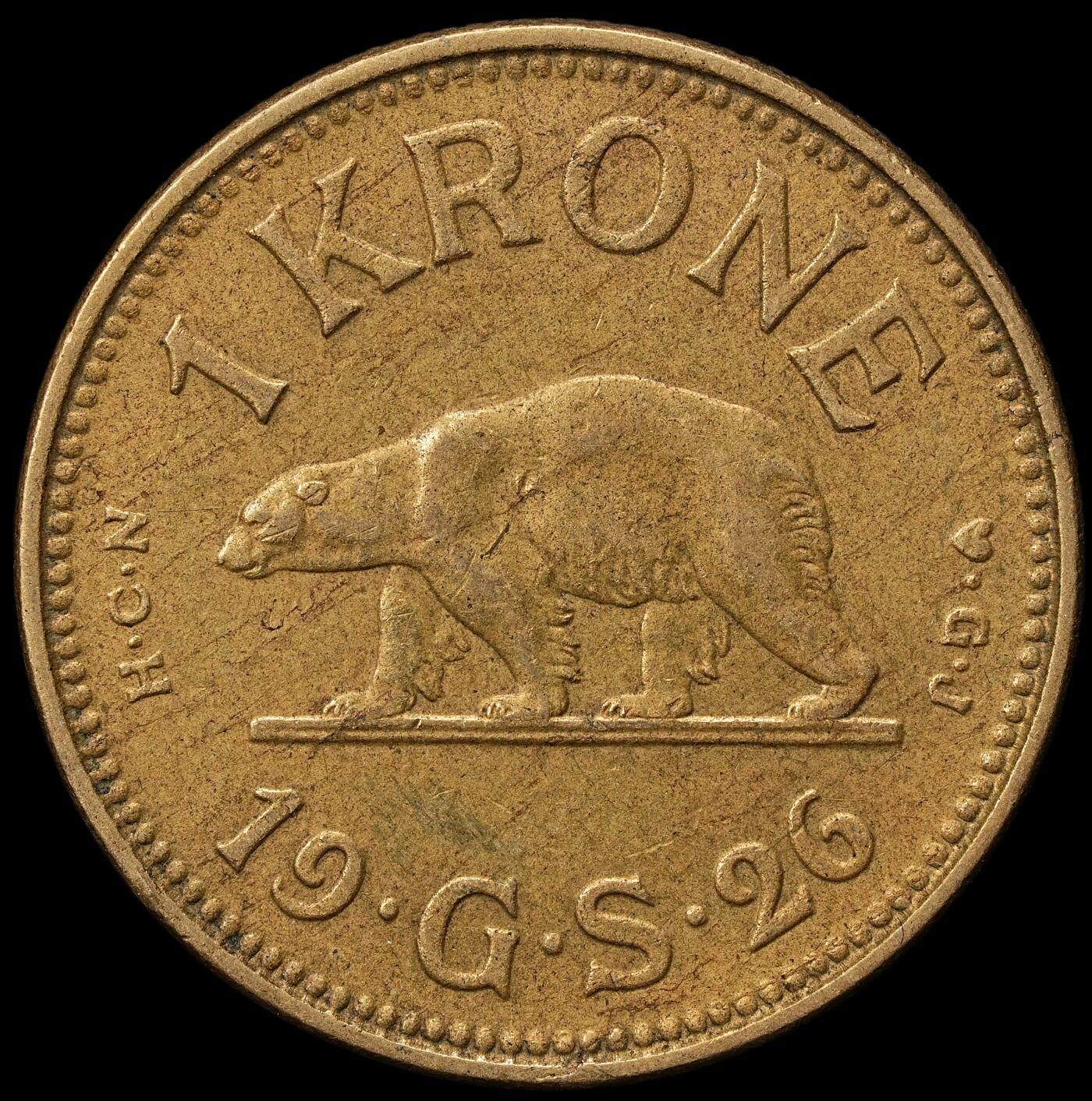 修遠堂世界钱币第108期 1926年格陵兰1克朗