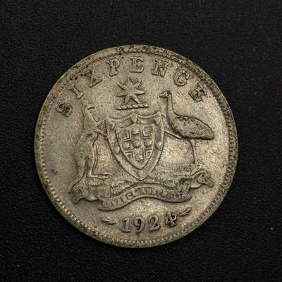 【淘币小摊】实时拍第八百八十一拍   小银币散币场    每周一统一发货 - 澳大利亚1924年乔治五世6便士银币