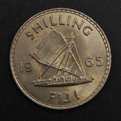 【淘币小摊】实时拍第八百八十一拍   小银币散币场    每周一统一发货 - 斐济1965年伊丽莎白二世一先令镍币