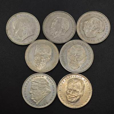 【淘币小摊】实时拍第八百八十一拍   小银币散币场    每周一统一发货 - 西德2马克纪念币7枚套