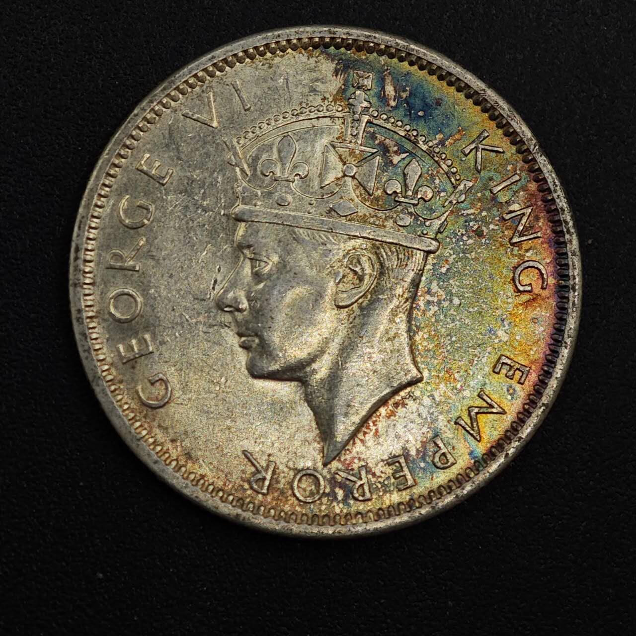 【淘币小摊】实时拍第八百八十一拍   小银币散币场    每周一统一发货 斐济1943年乔治六世一先令银币五彩包浆