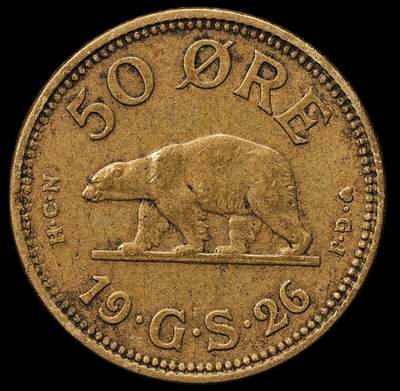 修遠堂世界钱币第108期 - 1926年格陵兰50欧尔