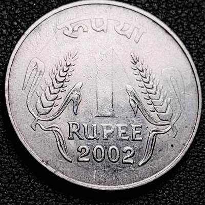 泉币菌-第214场-二月二 龙抬头 专场 拍品多 请提前出价（工作最近较忙 发货不及时，望理解） - 2002年 印度1卢比硬币 阿育王狮子座 25mm