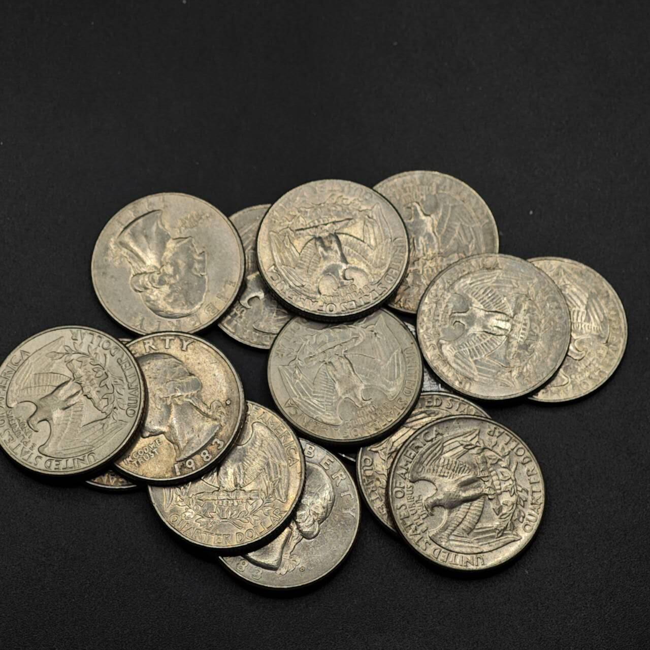 【淘币小摊】实时拍第八百八十一拍   小银币散币场    每周一统一发货 美国1983年25分16枚