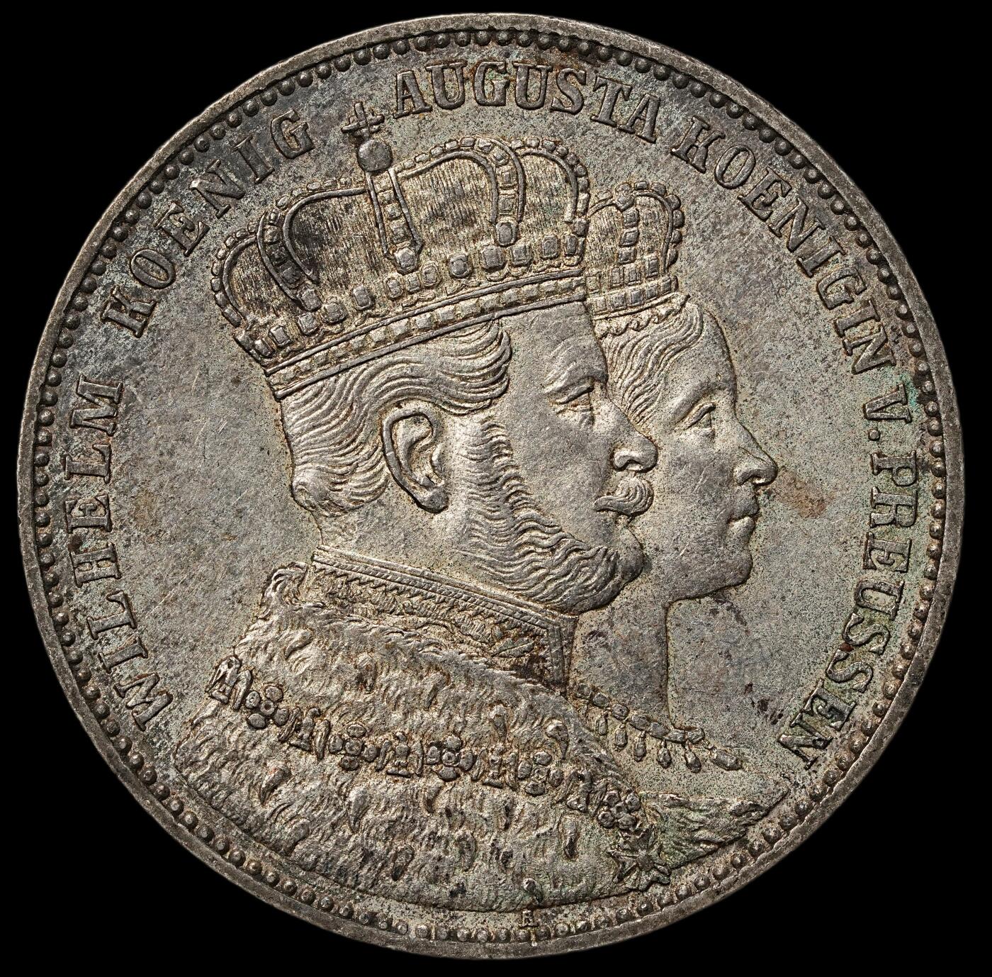 修遠堂世界钱币第108期 1861年普鲁士威廉一世登基纪念1泰勒银币