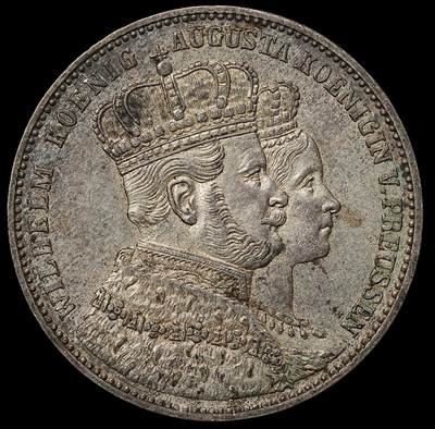 修遠堂世界钱币第108期 - 1861年普鲁士威廉一世登基纪念1泰勒银币