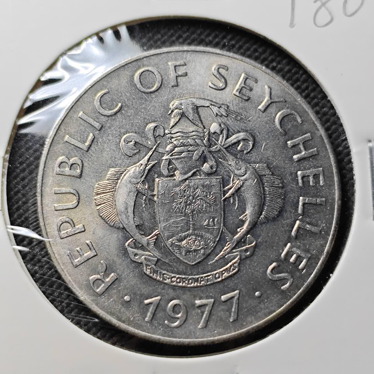 KK钱币收藏小铺   套币专场 2月预留时间 周末发货  1977塞舌尔10卢比 好品