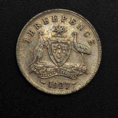 【淘币小摊】实时拍第八百八十一拍   小银币散币场    每周一统一发货 - 澳大利亚1927年乔治五世3便士银币