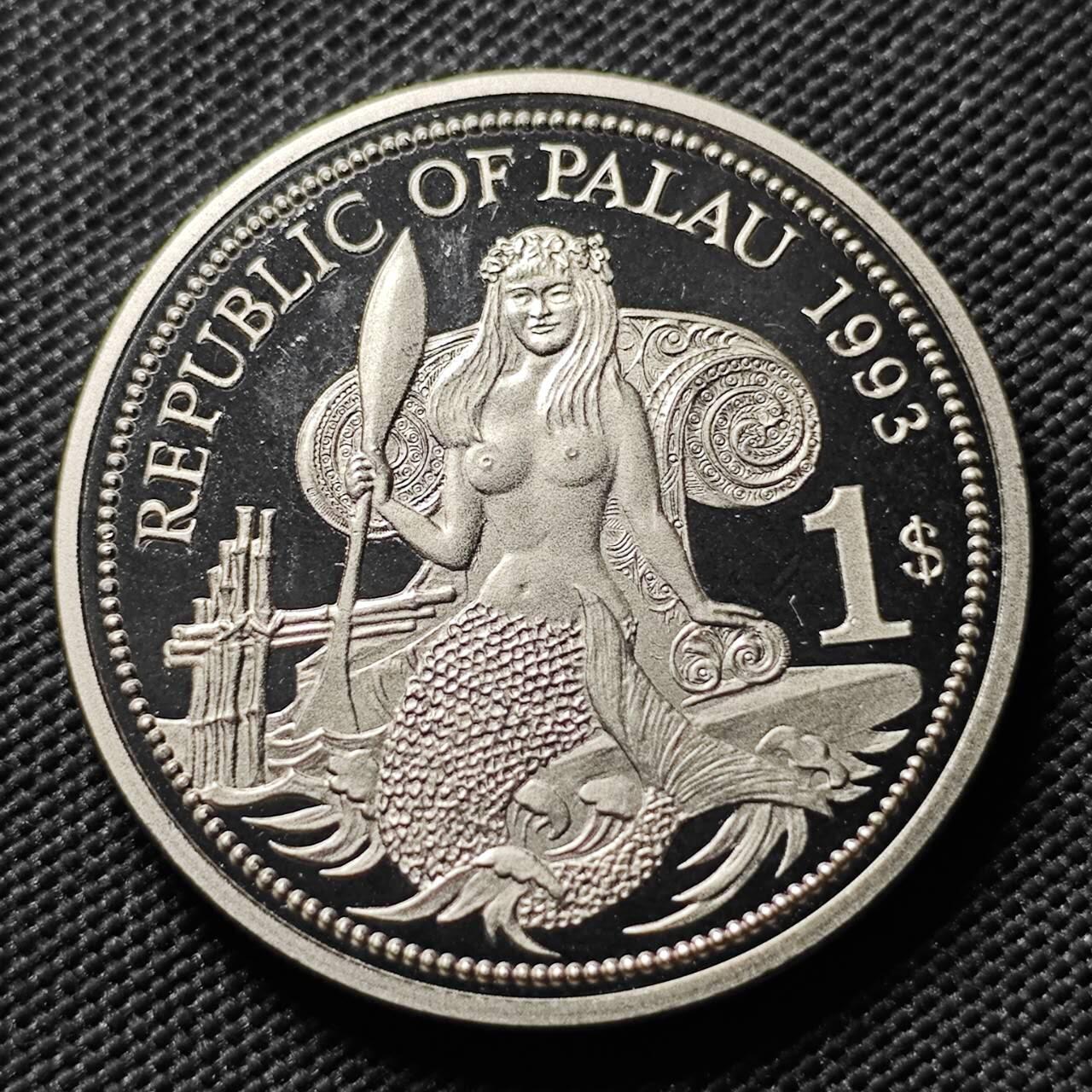 KK钱币收藏小铺   套币专场 2月预留时间 周末发货   1993帕拉1元彩色纪念币 美人鱼