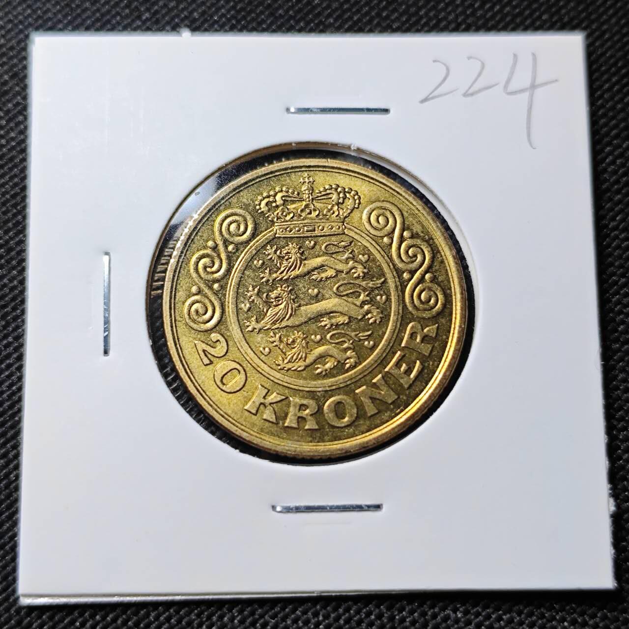 KK钱币收藏小铺   套币专场 2月预留时间 周末发货  1991丹麦20克朗 好品