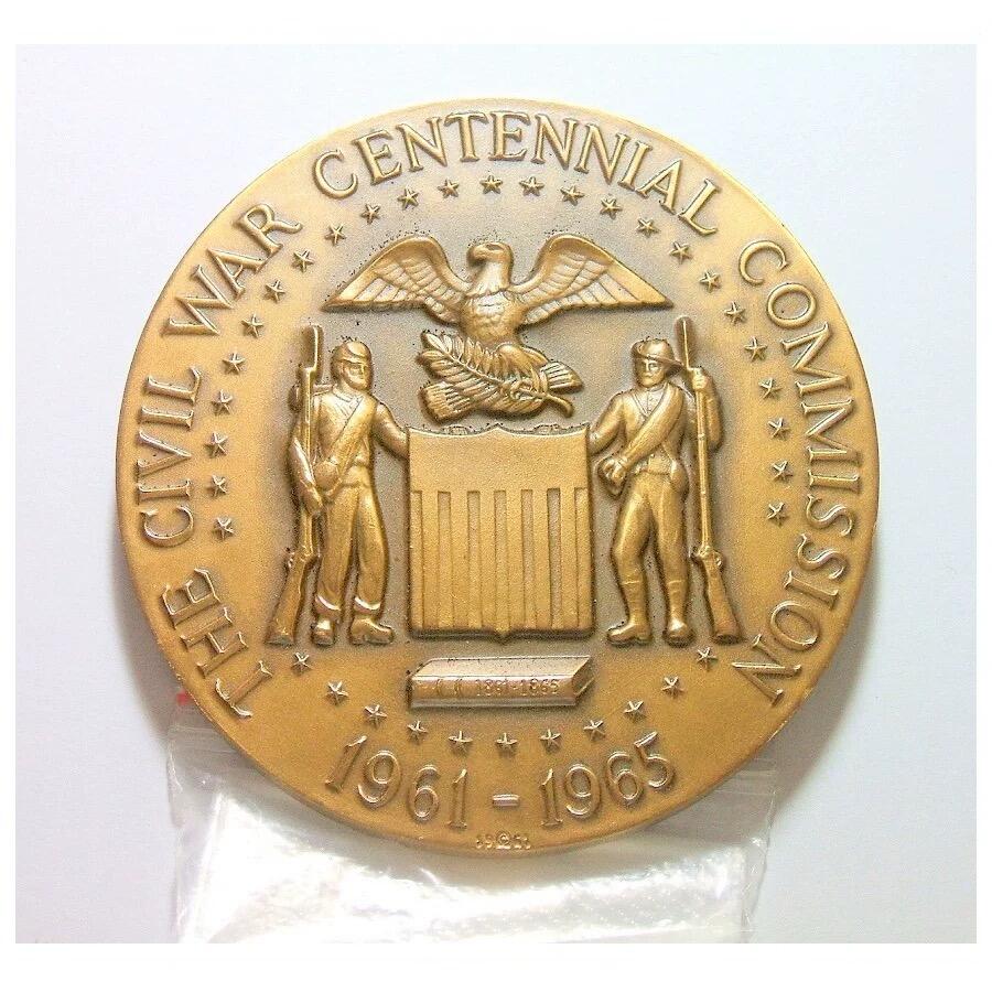 【艺术】美国艺术大章 南北战争双方统帅 罗伯特李+格兰特将军 高浮雕精制超大铜章 65MM 139克