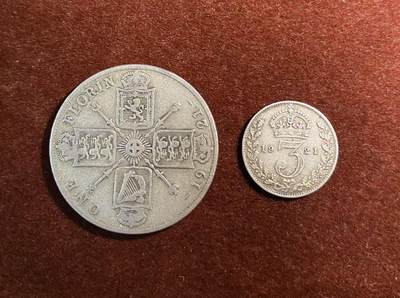 日日生财—方圆世界（全场包邮） - 英国1914年乔治五世 1弗洛林银币500银11克+mini版1.5克