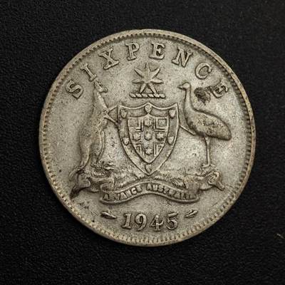 【淘币小摊】实时拍第八百八十一拍   小银币散币场    每周一统一发货 - 澳大利亚1945年乔治六世6便士银币