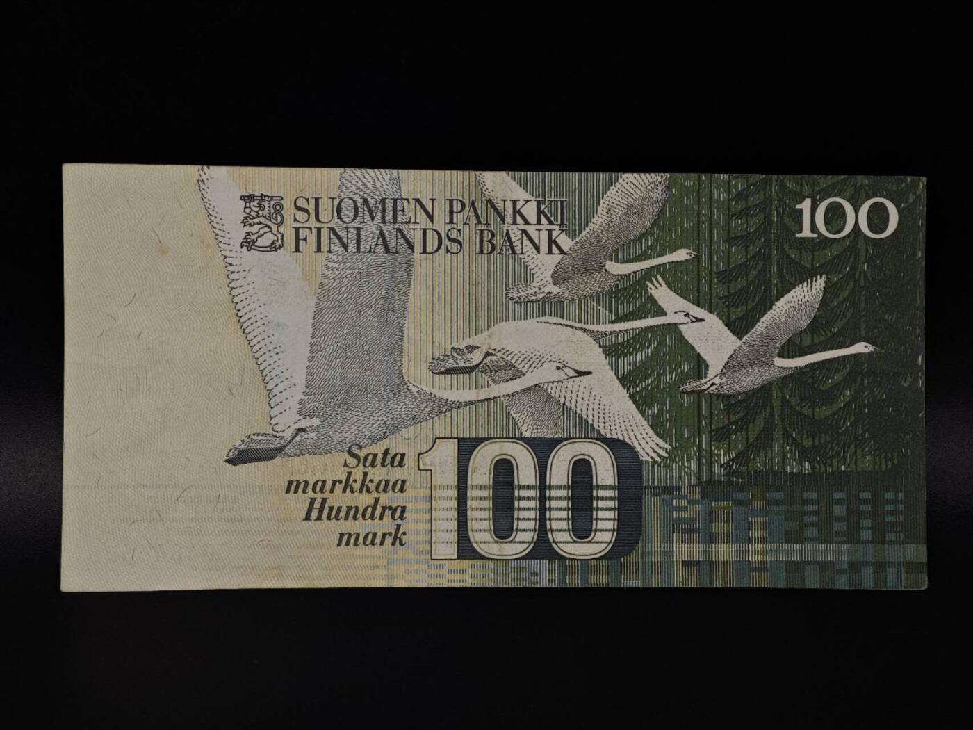  【淘币小摊】限时拍第八百八十二拍   纸币场    每周一统一发货 芬兰1986年100马克纸币【有折】