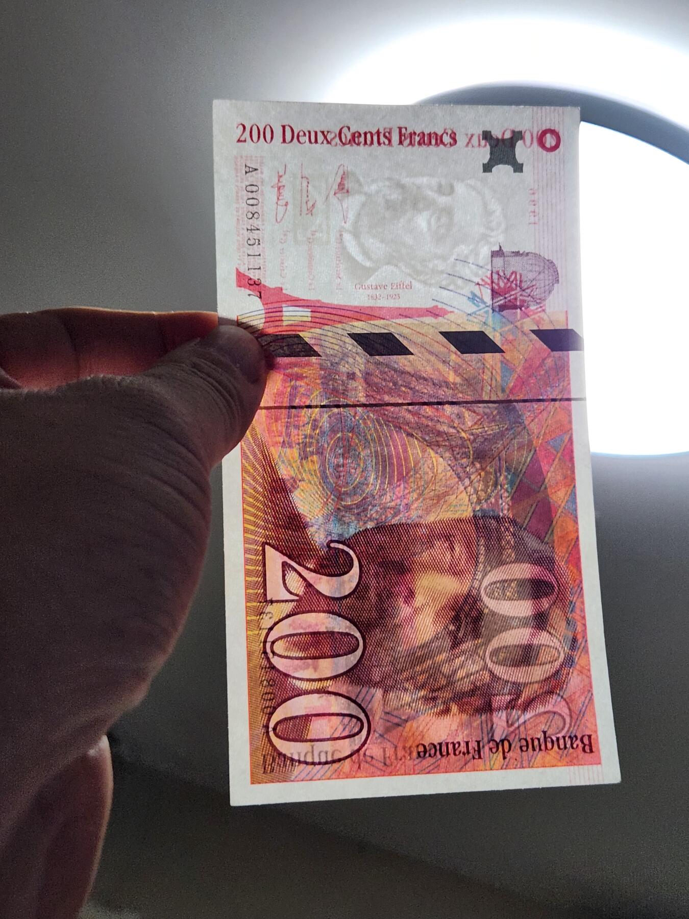 3月22号晚上8点 外国纸币自动截拍第43场 法国1996年200法郎 极美品