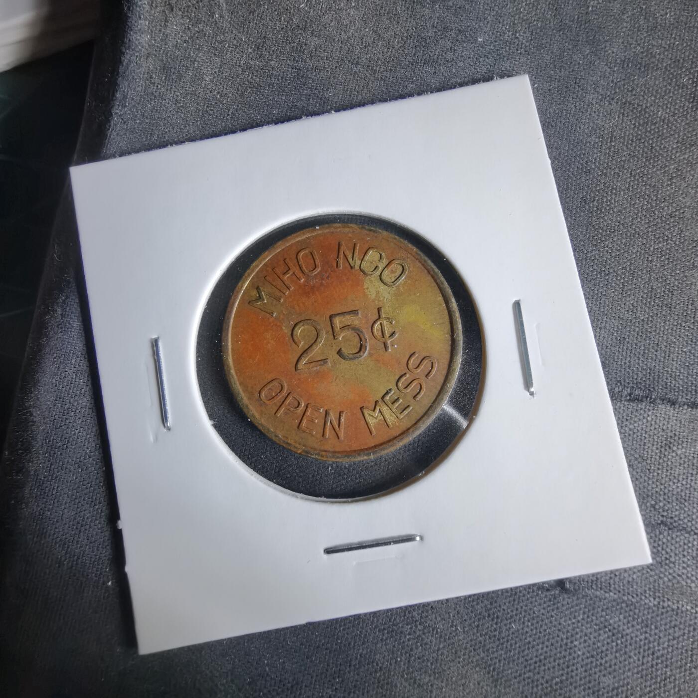 沼泽如烟--第1033场 驻日美军美保（Miho）基地NCO开放食堂25美分军用代币