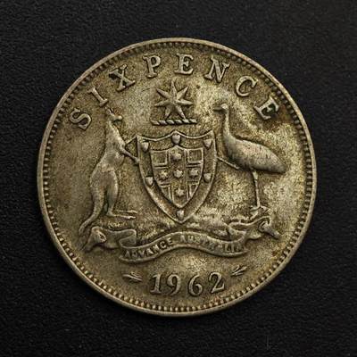 【淘币小摊】实时拍第八百八十一拍   小银币散币场    每周一统一发货 - 澳大利亚1962年伊丽莎白二世6便士银币