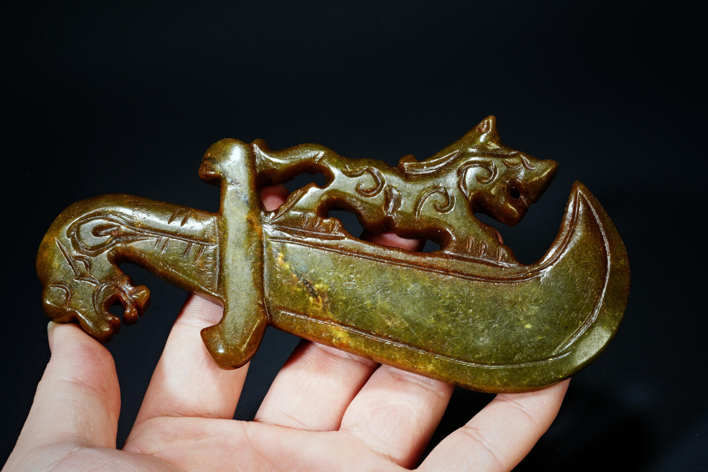 上海都达杂项专场五十八【全场包邮】  古玉龙虎宝刀手把件93-39