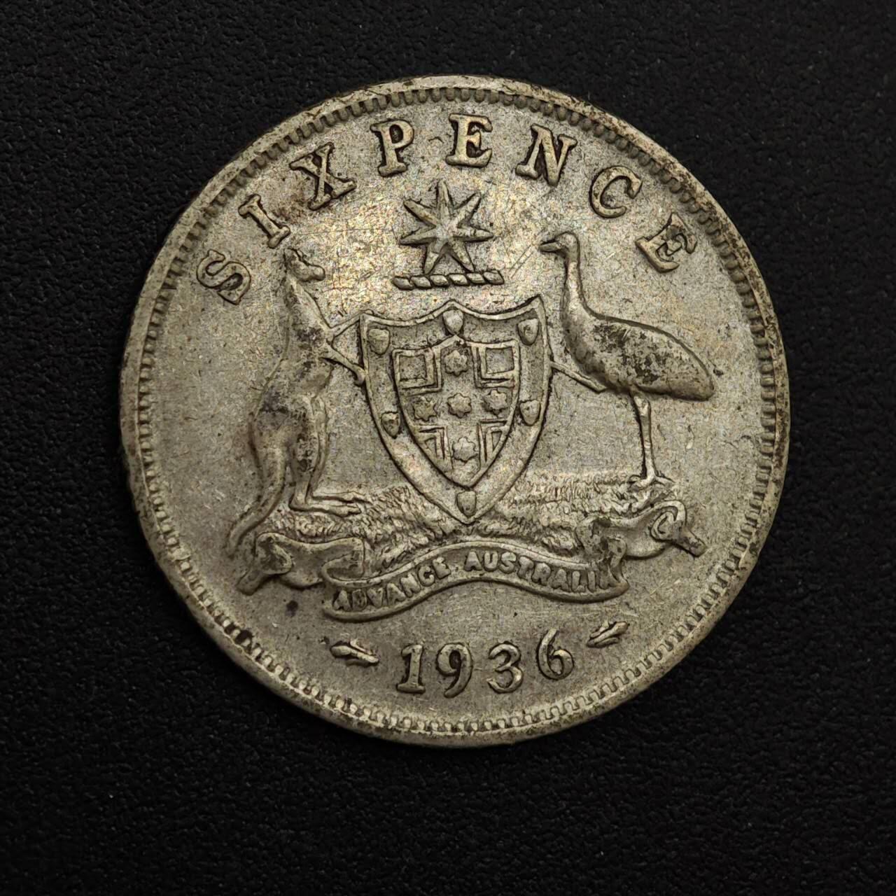 【淘币小摊】实时拍第八百八十一拍   小银币散币场    每周一统一发货 澳大利亚1936年乔治五世6便士银币