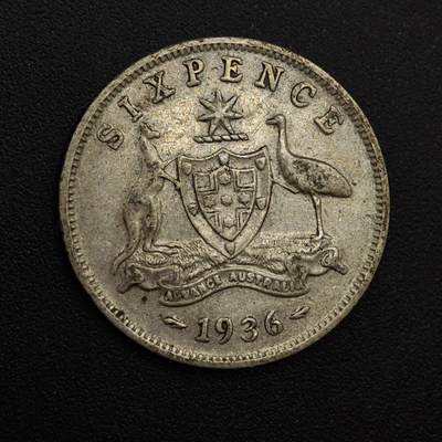 【淘币小摊】实时拍第八百八十一拍   小银币散币场    每周一统一发货 - 澳大利亚1936年乔治五世6便士银币