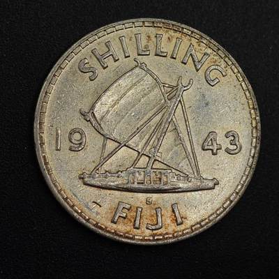 【淘币小摊】实时拍第八百八十一拍   小银币散币场    每周一统一发货 - 斐济1942年乔治六世一先令银币