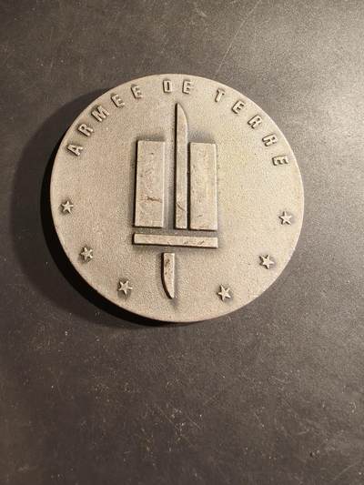 老王徽章第188期 - 法国陆军参谋部镀银大铜章    直径64mm    重量149.1g