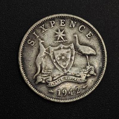 【淘币小摊】实时拍第八百八十一拍   小银币散币场    每周一统一发货 - 澳大利亚1942年乔治六世6便士银币