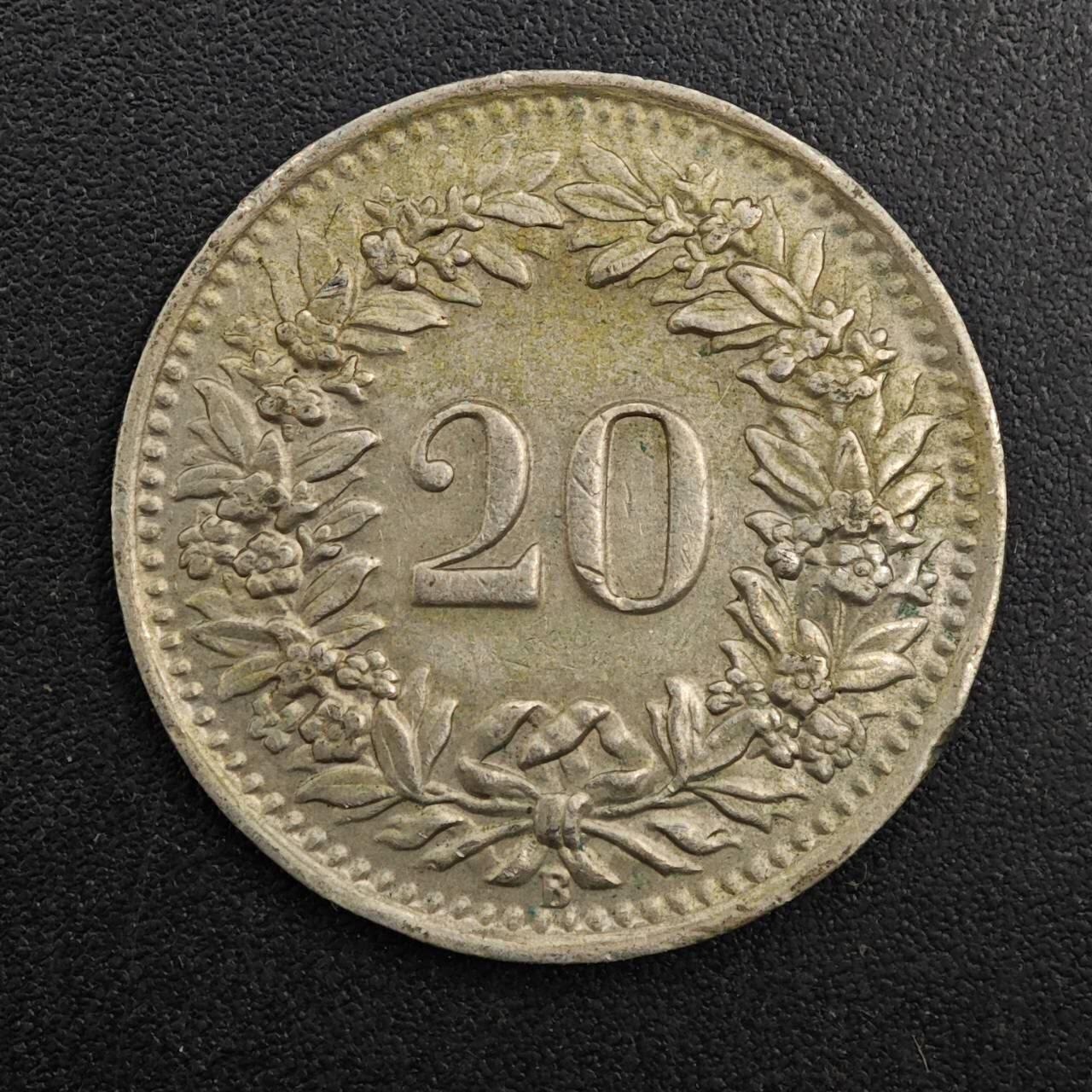 【淘币小摊】实时拍第八百八十一拍   小银币散币场    每周一统一发货 瑞士1950年20分镍币