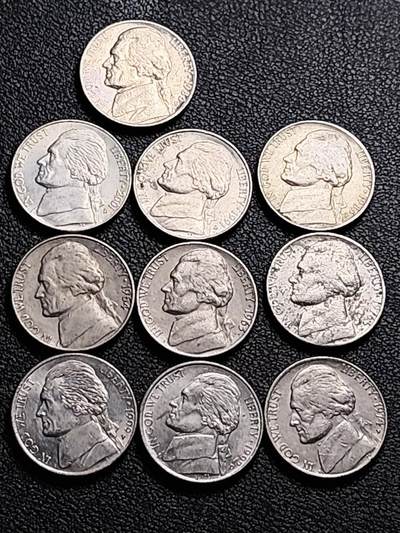 泉币菌-第214场-二月二 龙抬头 专场 拍品多 请提前出价（工作最近较忙 发货不及时，望理解） - 10枚一组 美国杰斐逊纪念币镍币