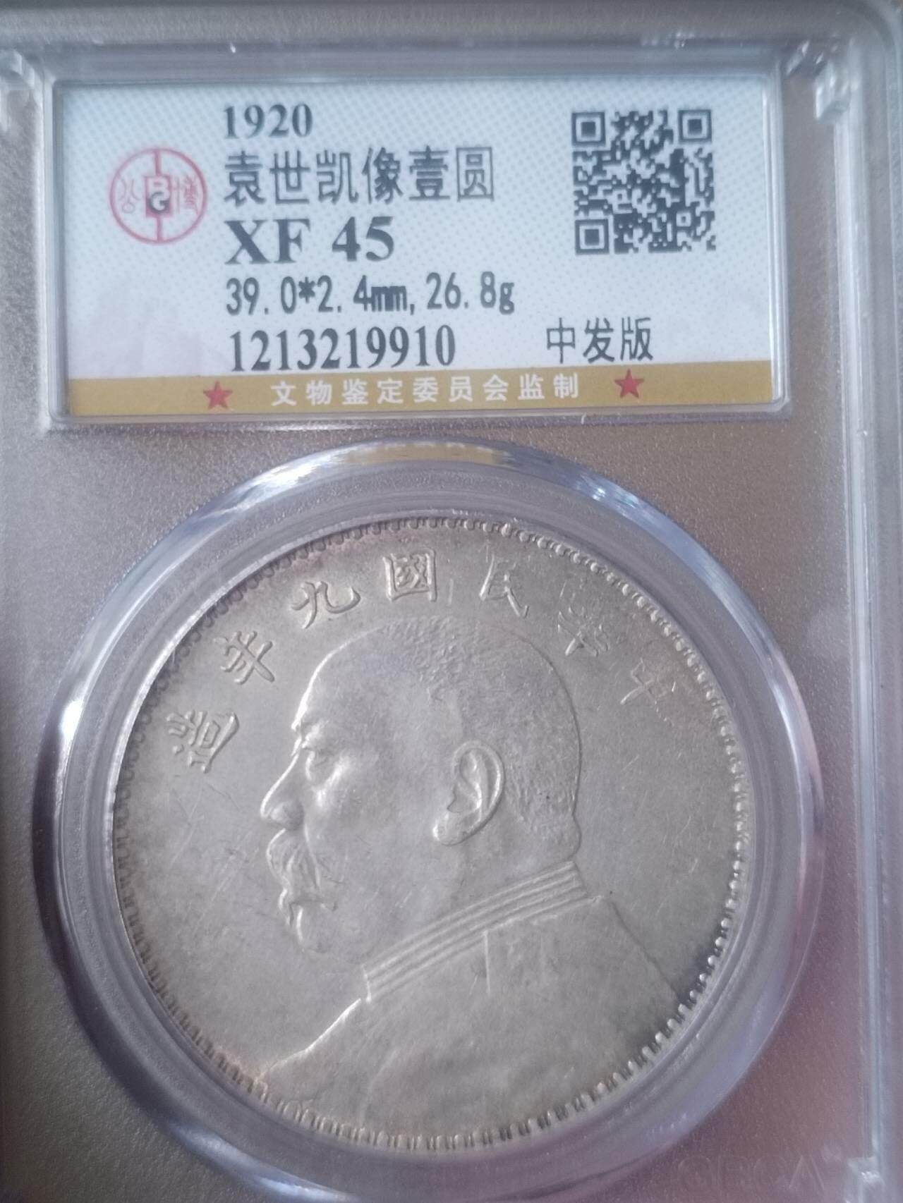 银币 袁大头九年中发版。