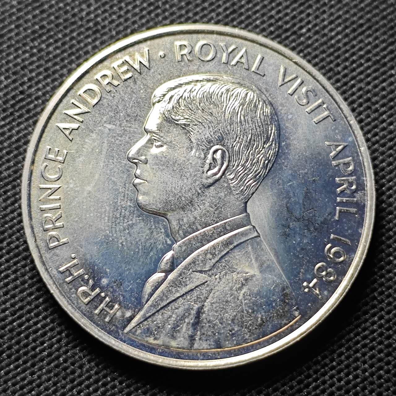 KK钱币收藏小铺   套币专场 2月预留时间 周末发货  1984年阿森松岛 安德鲁王子访问50便士镍币纪念币