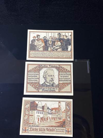 2026年第三十七场(总第二百零六场）德紧纸币特拍场(佣金3%，最低1元) - 德紧纸币–德国上西里西亚地区克伦堡市（Kreuzburg in Oberschlesien，今波兰奥波莱省克鲁奇堡Krzyżowa）1马克三枚套票