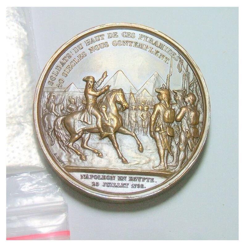 【艺术】法国艺术大章1798年 拿破仑远征埃及金字塔 高浮雕精制大铜章 40MM