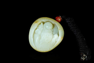 上海都达杂项专场五十八【全场包邮】  - 天然和田玉精雕《寿星公》挂件93-55