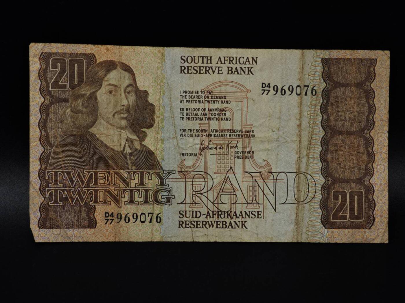  【淘币小摊】限时拍第八百八十二拍   纸币场    每周一统一发货 南非20兰德纸币【有折】