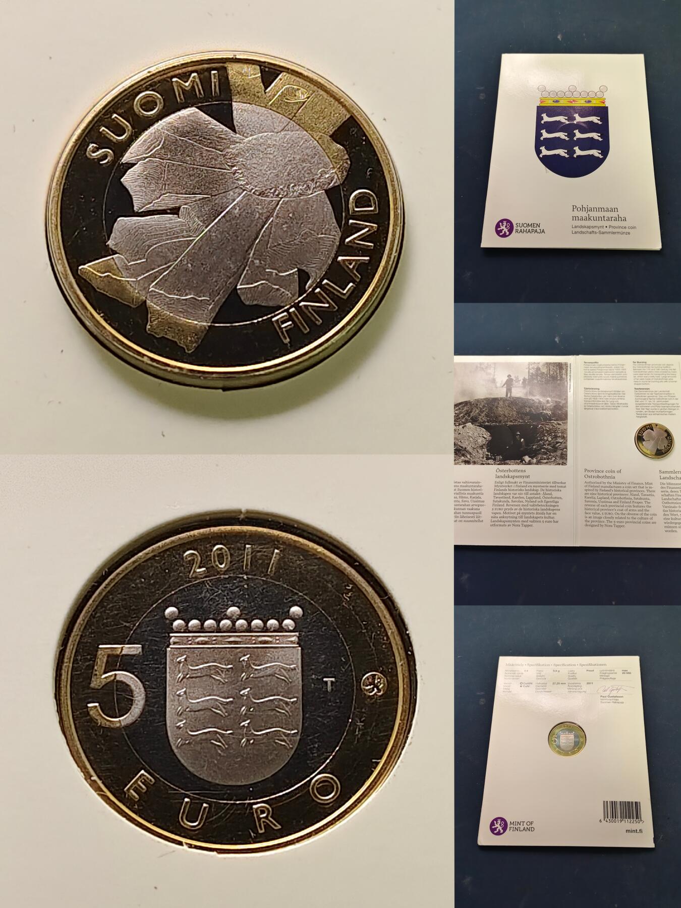 【全场包邮】纯粹捡漏拍515场 芬兰2010-2011年5欧元行政区系列特色手工艺精制纪念币官方卡册装9枚套币
