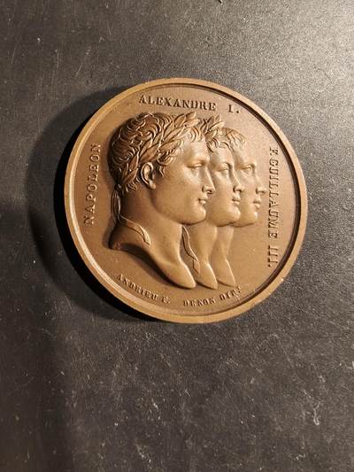 老王徽章第188期 -  法国拿破仑1807年签订《提尔西特合约》大铜章     直径41mm    重量35.8g