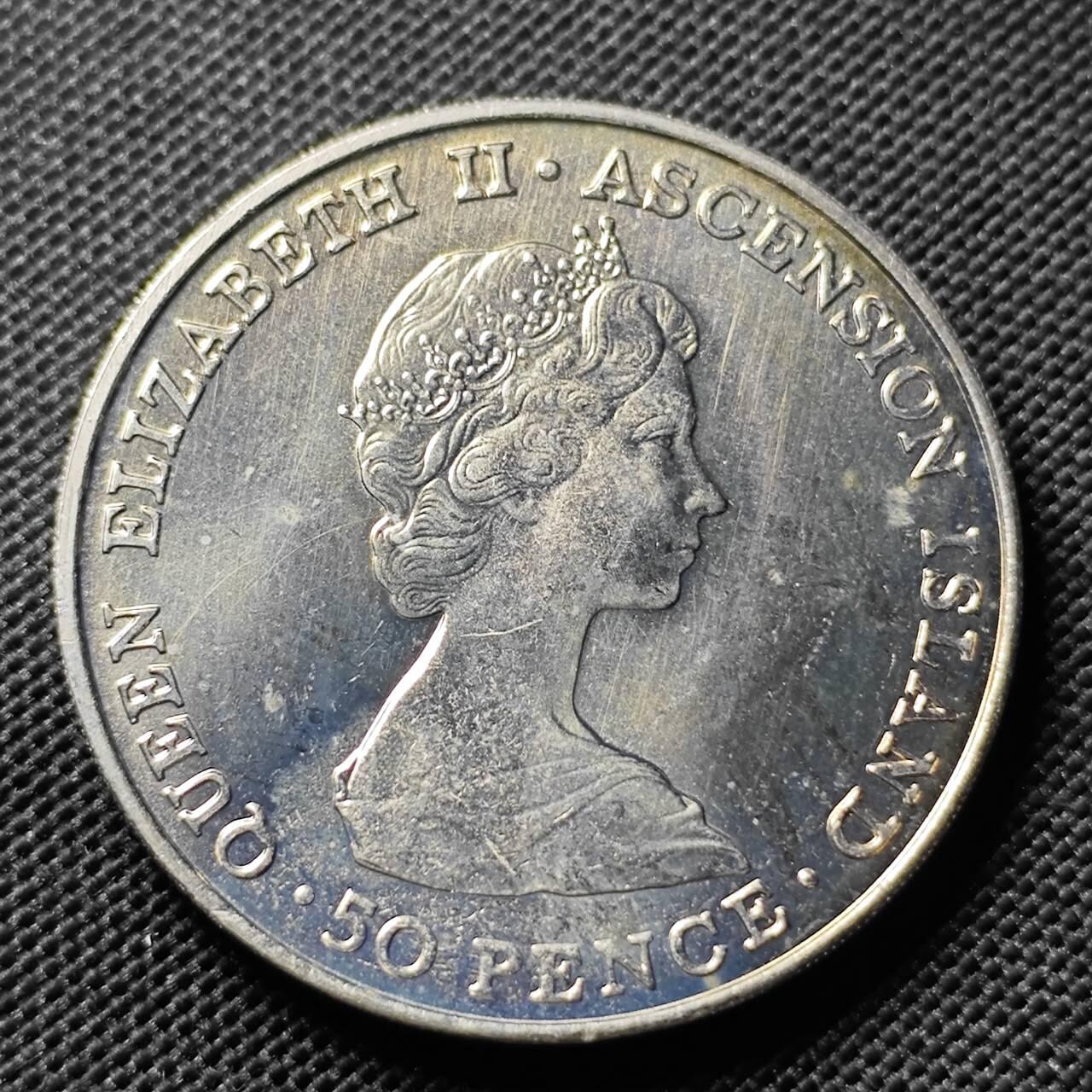 KK钱币收藏小铺   套币专场 2月预留时间 周末发货  1984年阿森松岛 安德鲁王子访问50便士镍币纪念币