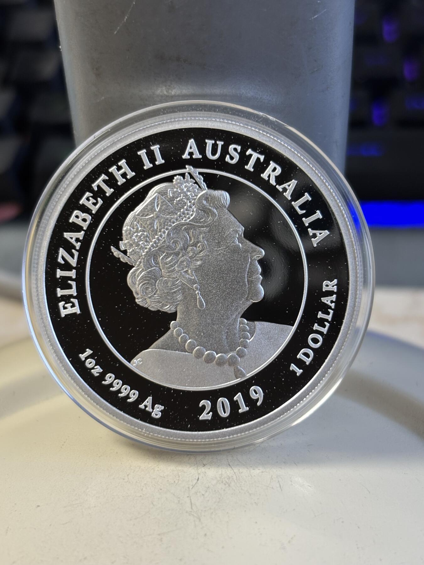 第195期拍卖 澳大利亚2019年登月50周1盎司精制纪念银币，9999银，发行7500枚