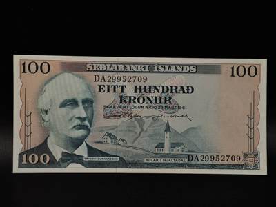  【淘币小摊】限时拍第八百八十二拍   纸币场    每周一统一发货 - 冰岛1961年100克朗纸币