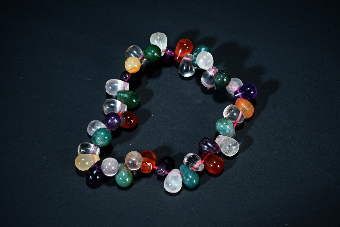 上海都达杂项专场五十八【全场包邮】  天然雨花石水滴珠手串93-11