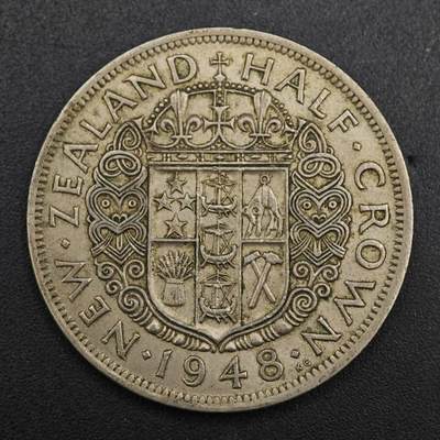 【淘币小摊】实时拍第八百八十一拍   小银币散币场    每周一统一发货 - 新西兰1948年乔治六世半克朗镍币