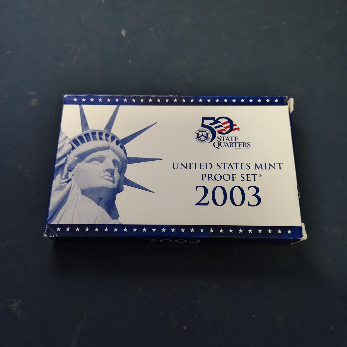 【全场包邮】纯粹捡漏拍515场 美国2003年官方封装精制套币（流通币一盒+州币一盒）-盒证全