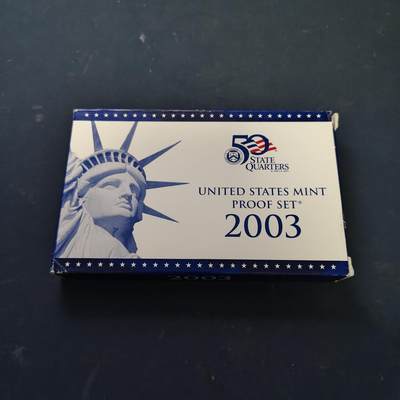 【全场包邮】纯粹捡漏拍515场 - 美国2003年官方封装精制套币（流通币一盒+州币一盒）-盒证全