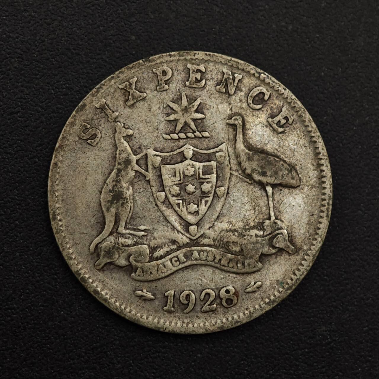 【淘币小摊】实时拍第八百八十一拍   小银币散币场    每周一统一发货 澳大利亚1928年乔治五世6便士银币